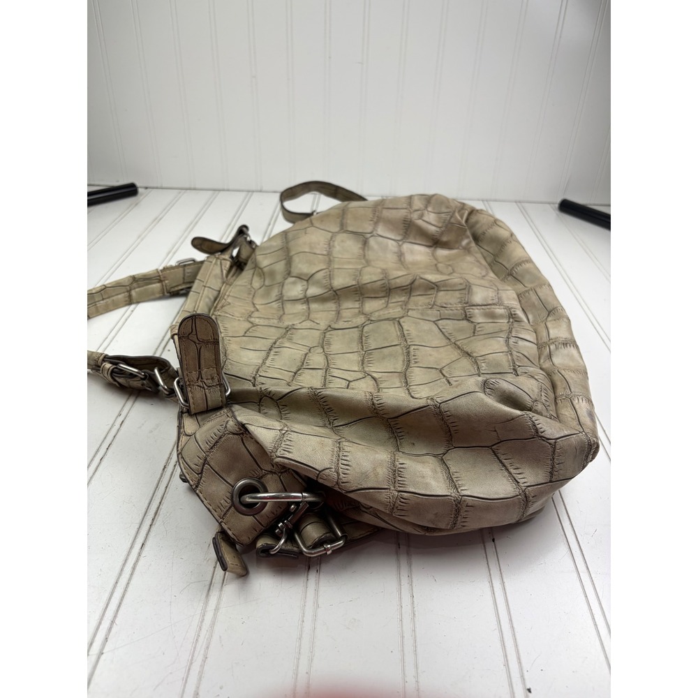 Charming Charlie Vintage Y2K Taupe Croc Embossed Shoulder Crossbody Purse - Picture 8 of 13